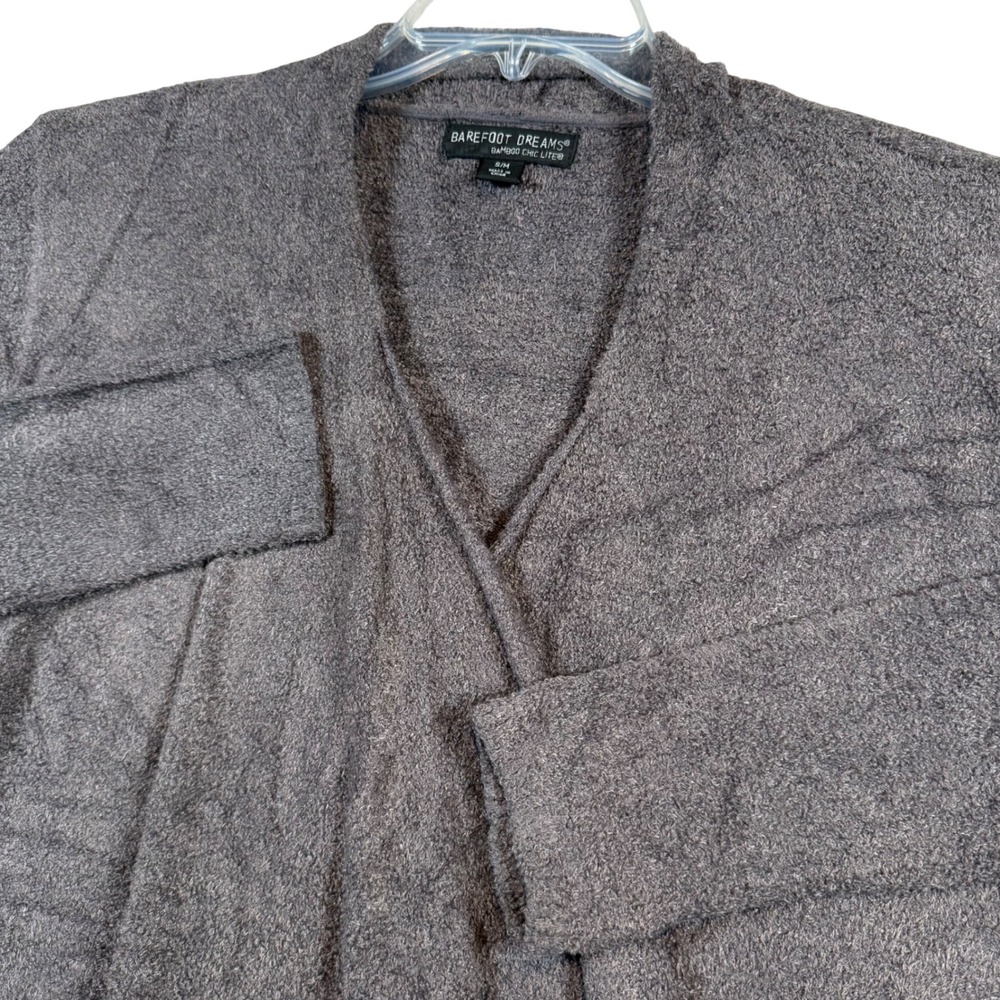 Barefoot Dreams Bamboo Chic Lite Cardigan Shawl Collar Wrap Gray Small